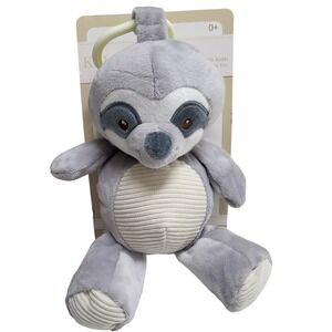 Kellybaby Plush Animal with Rattle Clip-on Pram Toy‎ 0+ Months Gray Sloth NWT